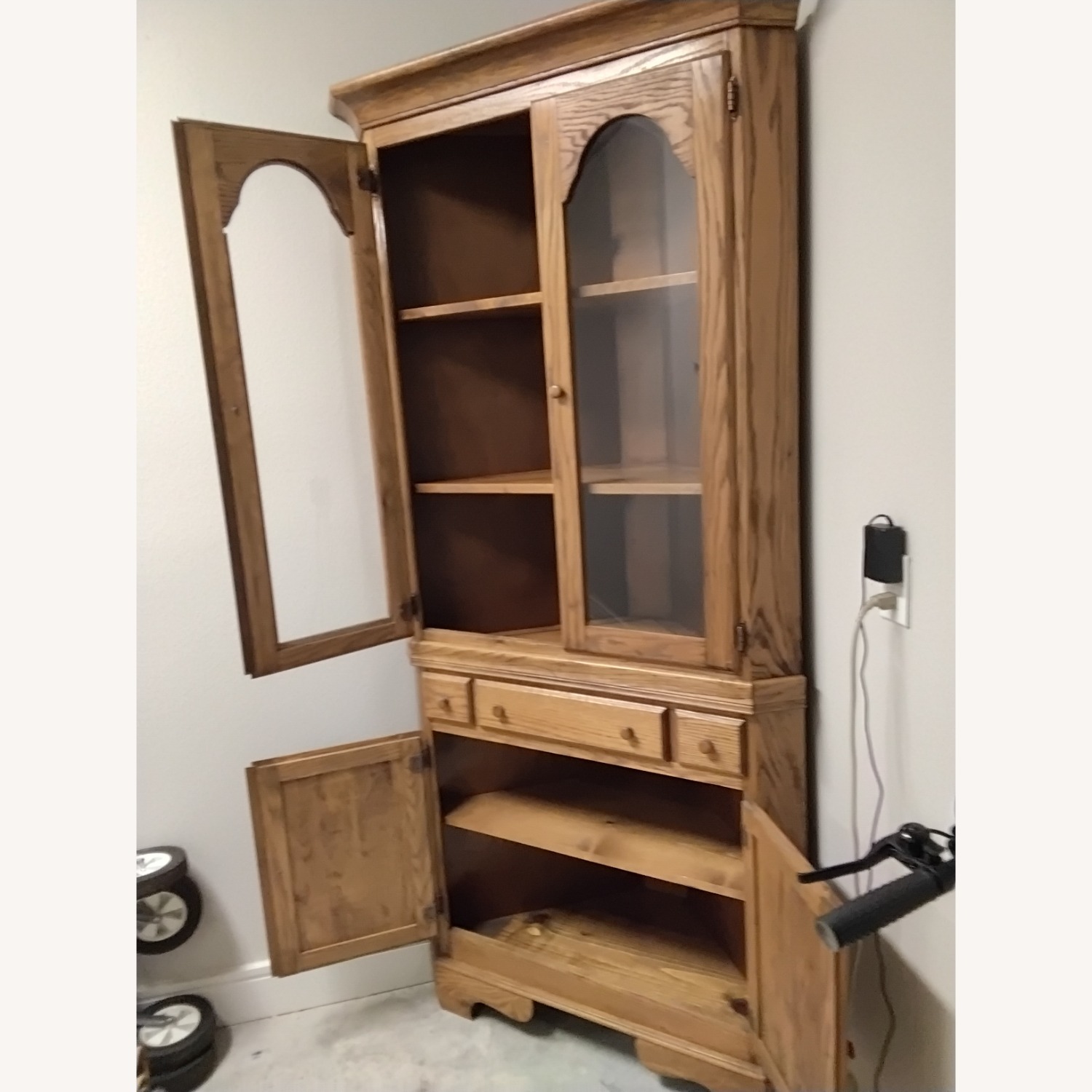 Corner Oak China Cabinet - image-3