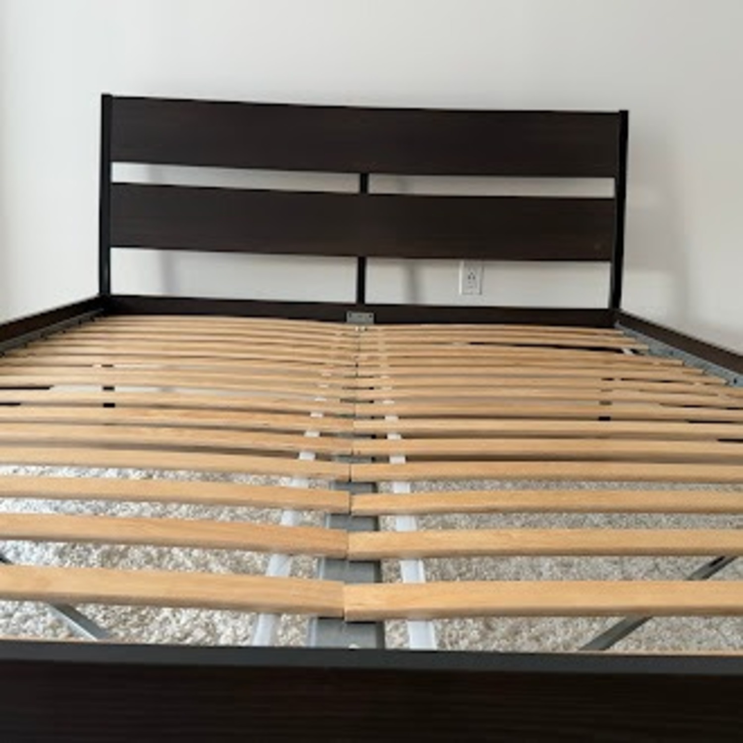 IKEA TRYSIL Dark Brown Wood Queen Bed - image-4