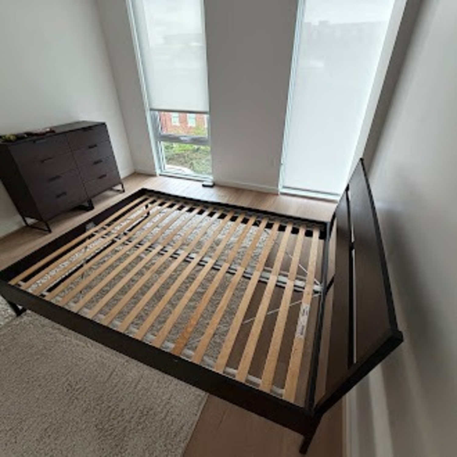 IKEA TRYSIL Dark Brown Wood Queen Bed - image-3