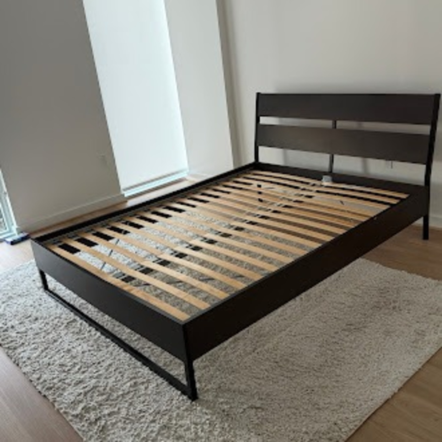 IKEA TRYSIL Dark Brown Wood Queen Bed - image-2