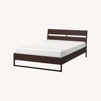 IKEA TRYSIL Dark Brown Wood Queen Bed