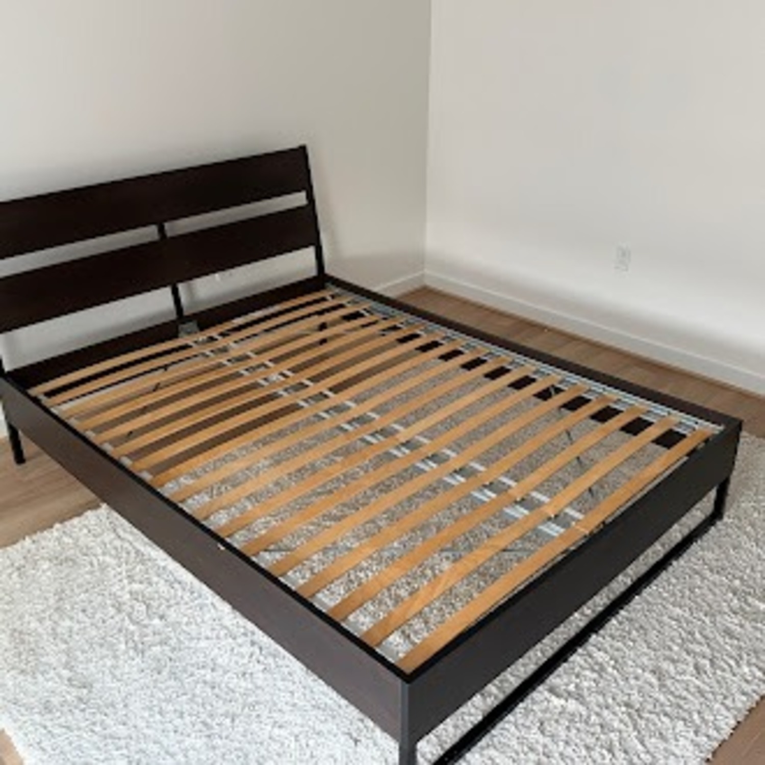 IKEA TRYSIL Dark Brown Wood Queen Bed - image-5