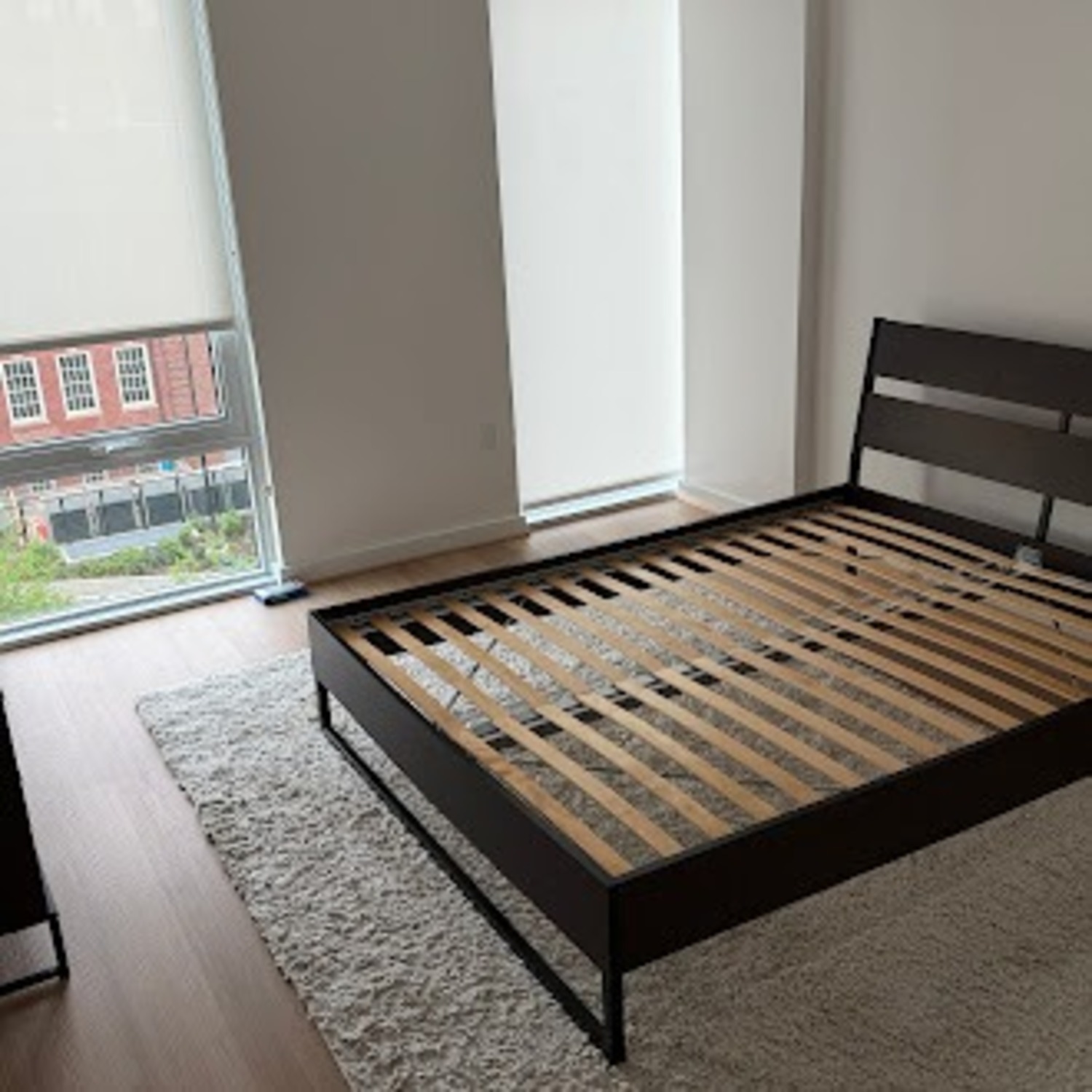IKEA TRYSIL Dark Brown Wood Queen Bed - image-1