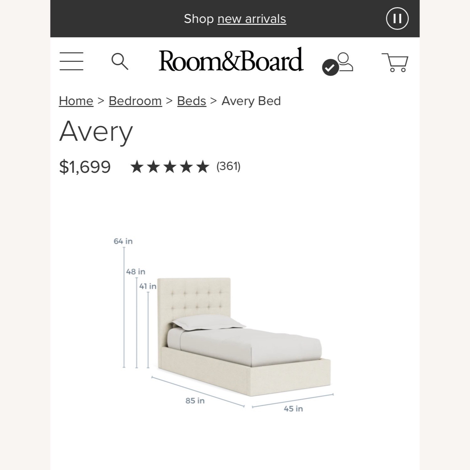 Room & Board Avery Upholstered Twin Bed - image-3