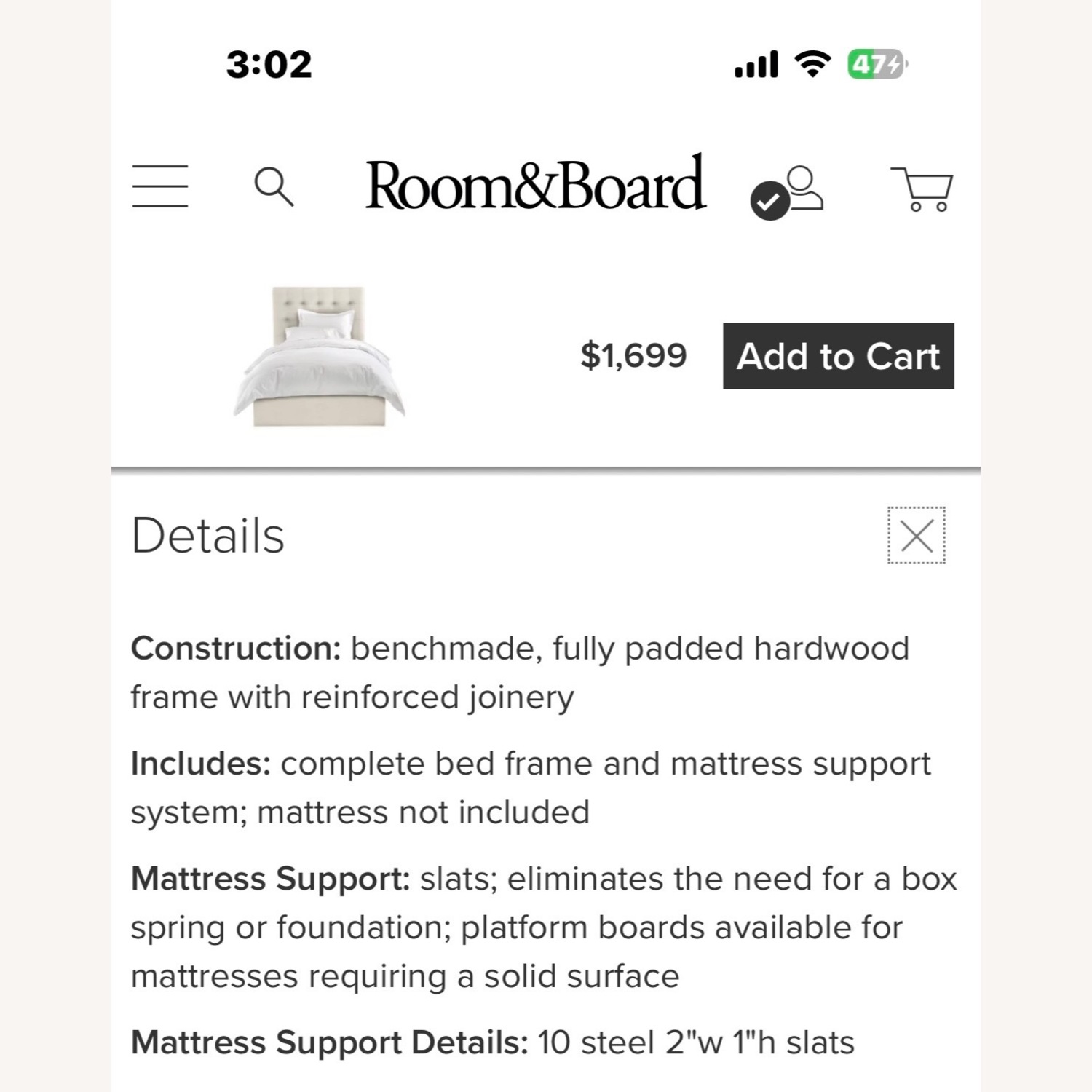 Room & Board Avery Upholstered Twin Bed - image-5