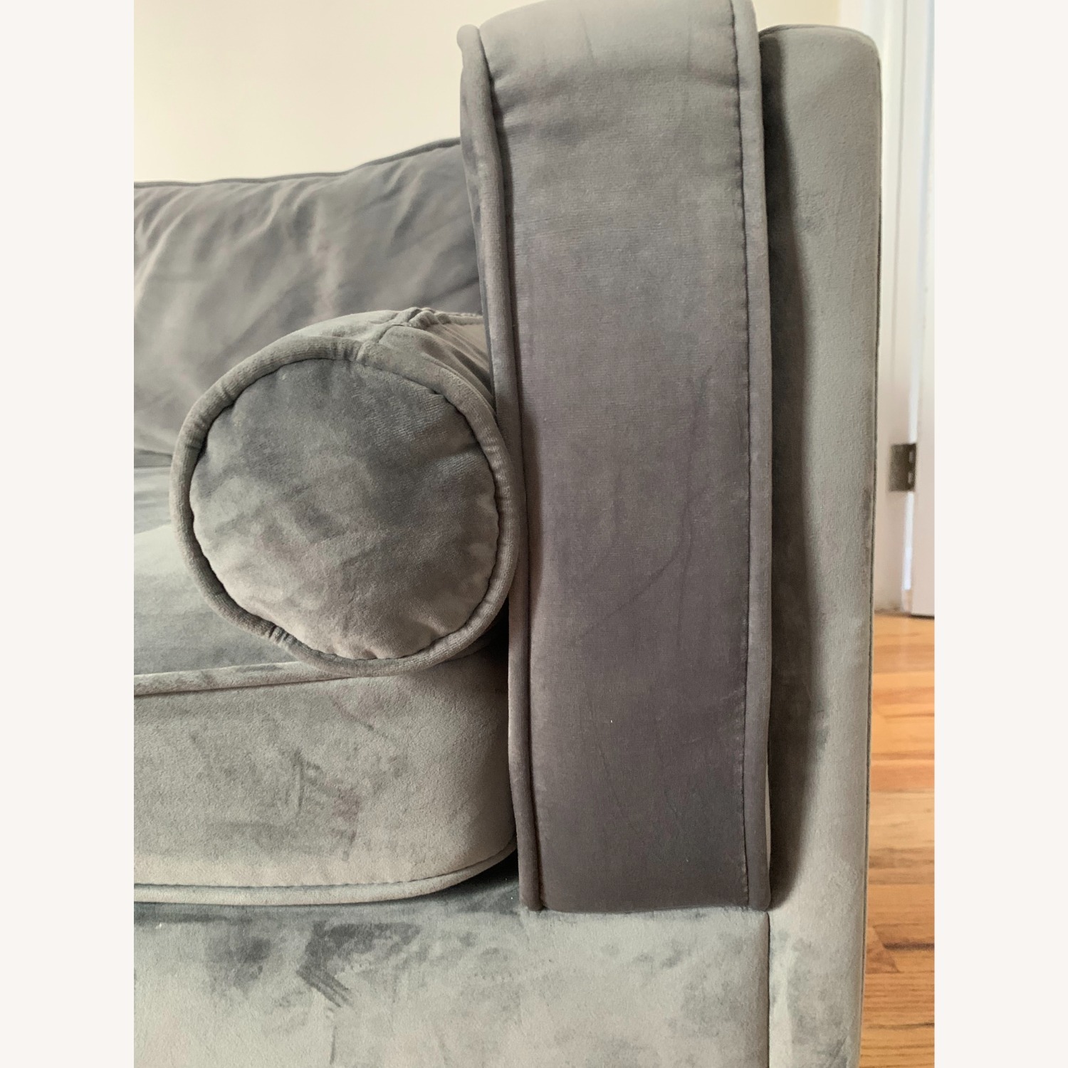 Joss & Main Light Gray Velvet 3+ Seater Sofa - image-4