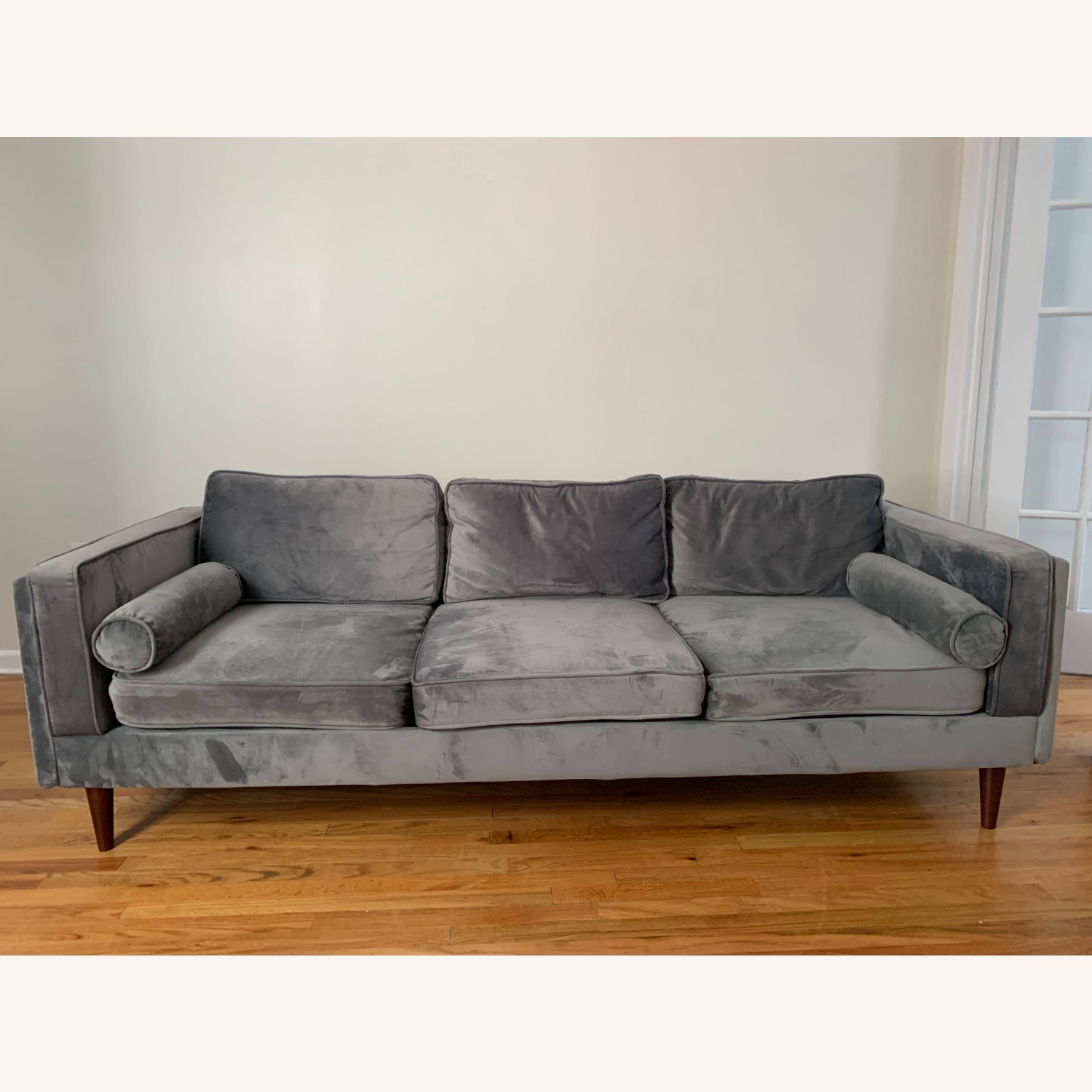 Joss & Main Light Gray Velvet 3+ Seater Sofa - image-1