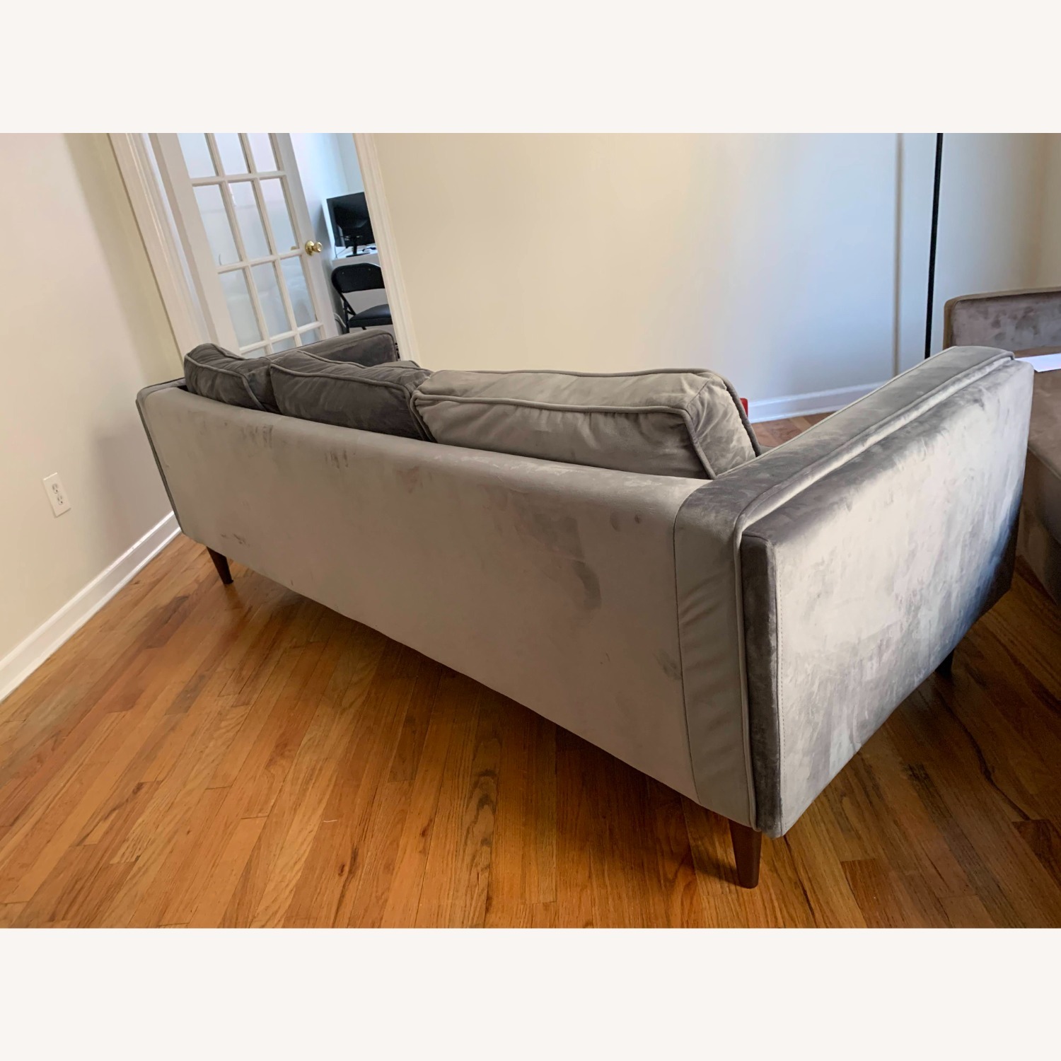 Joss & Main Light Gray Velvet 3+ Seater Sofa - image-3