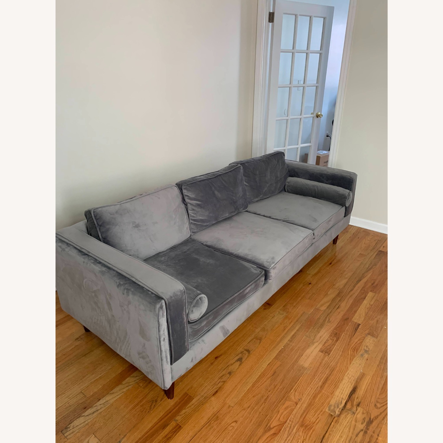 Joss & Main Light Gray Velvet 3+ Seater Sofa - image-2