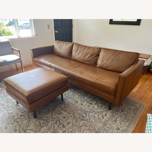 Used West Elm Leather 3+ Seater Sofa & Ottoman for sale on AptDeco