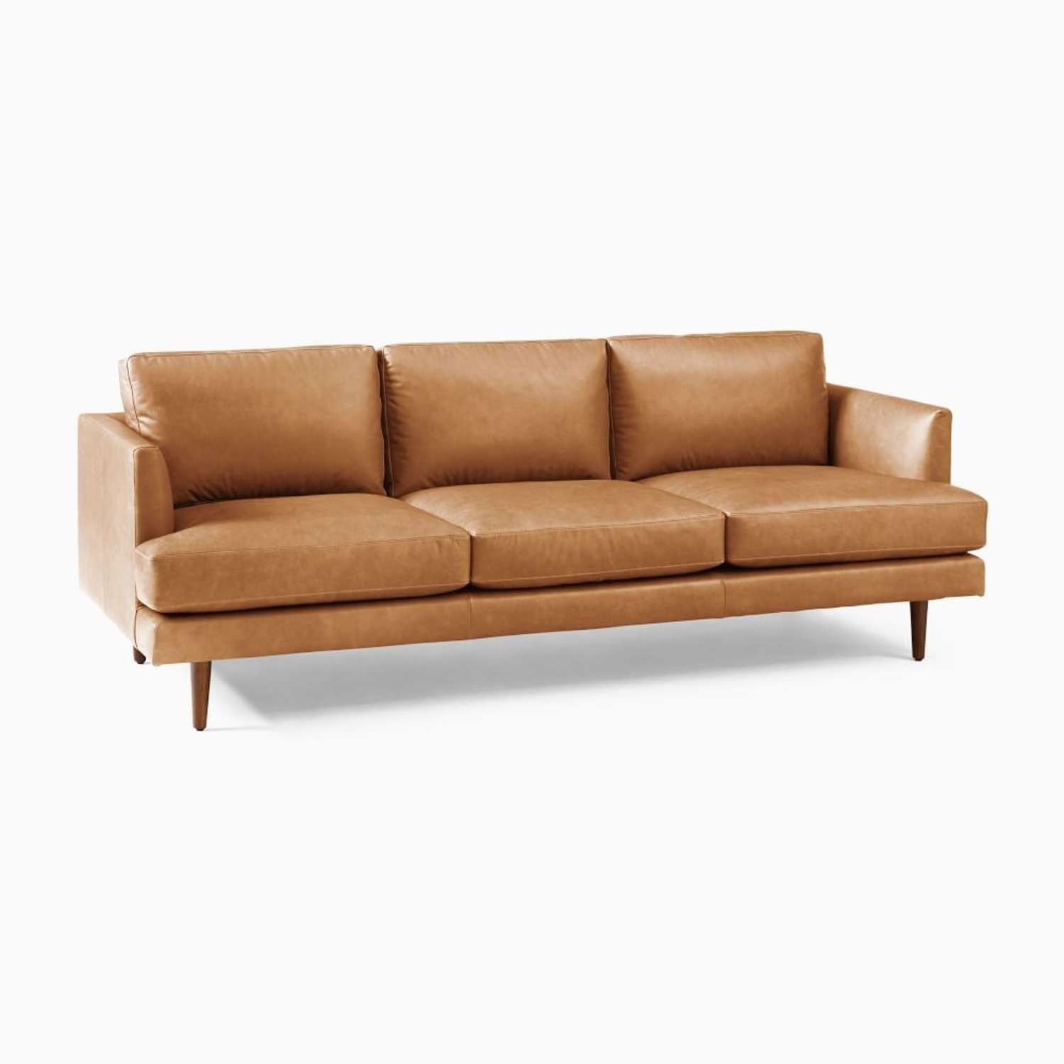 West Elm Leather 3+ Seater Sofa & Ottoman - image-7