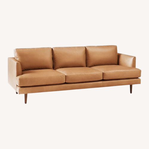 Used West Elm Leather 3+ Seater Sofa & Ottoman for sale on AptDeco
