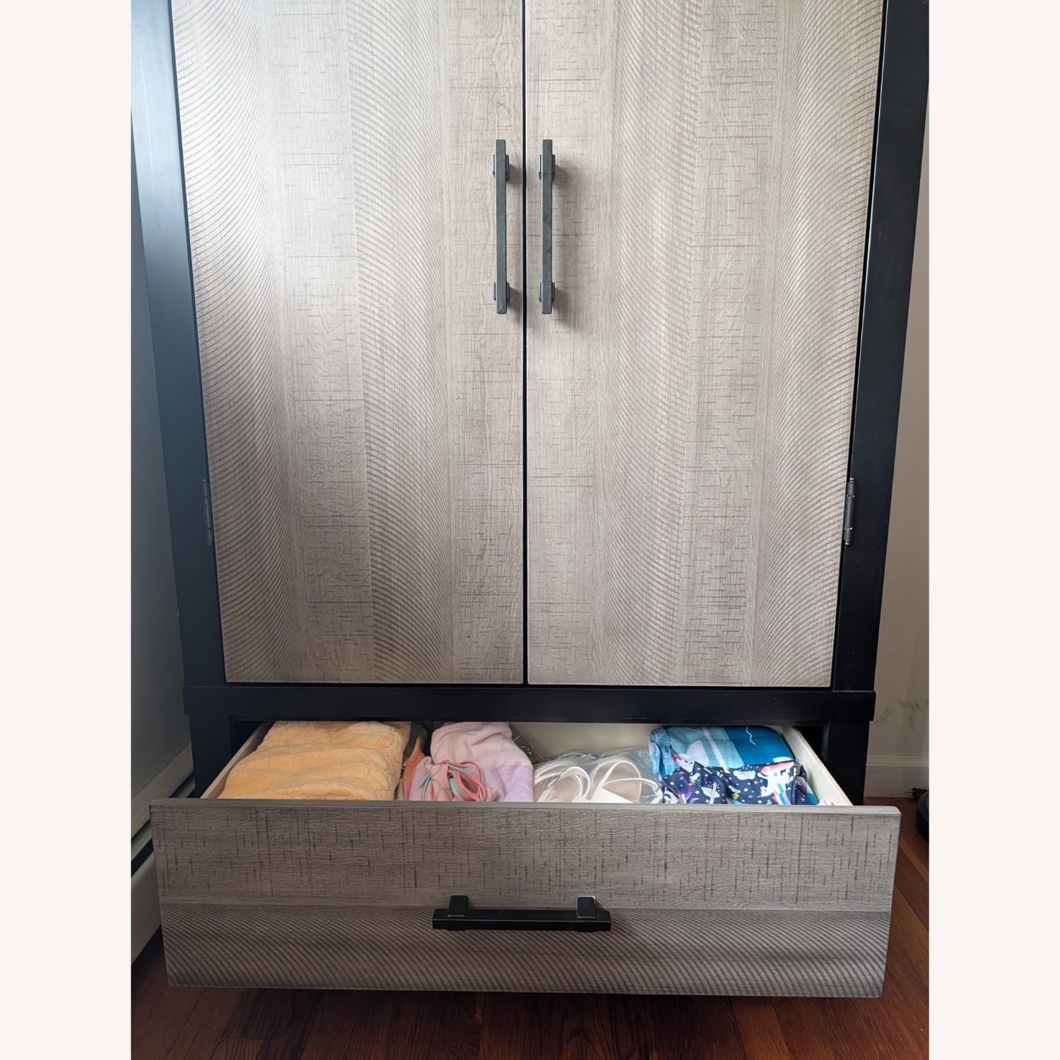 Fusion Black & Gray 2 Drawer Armoire - image-7