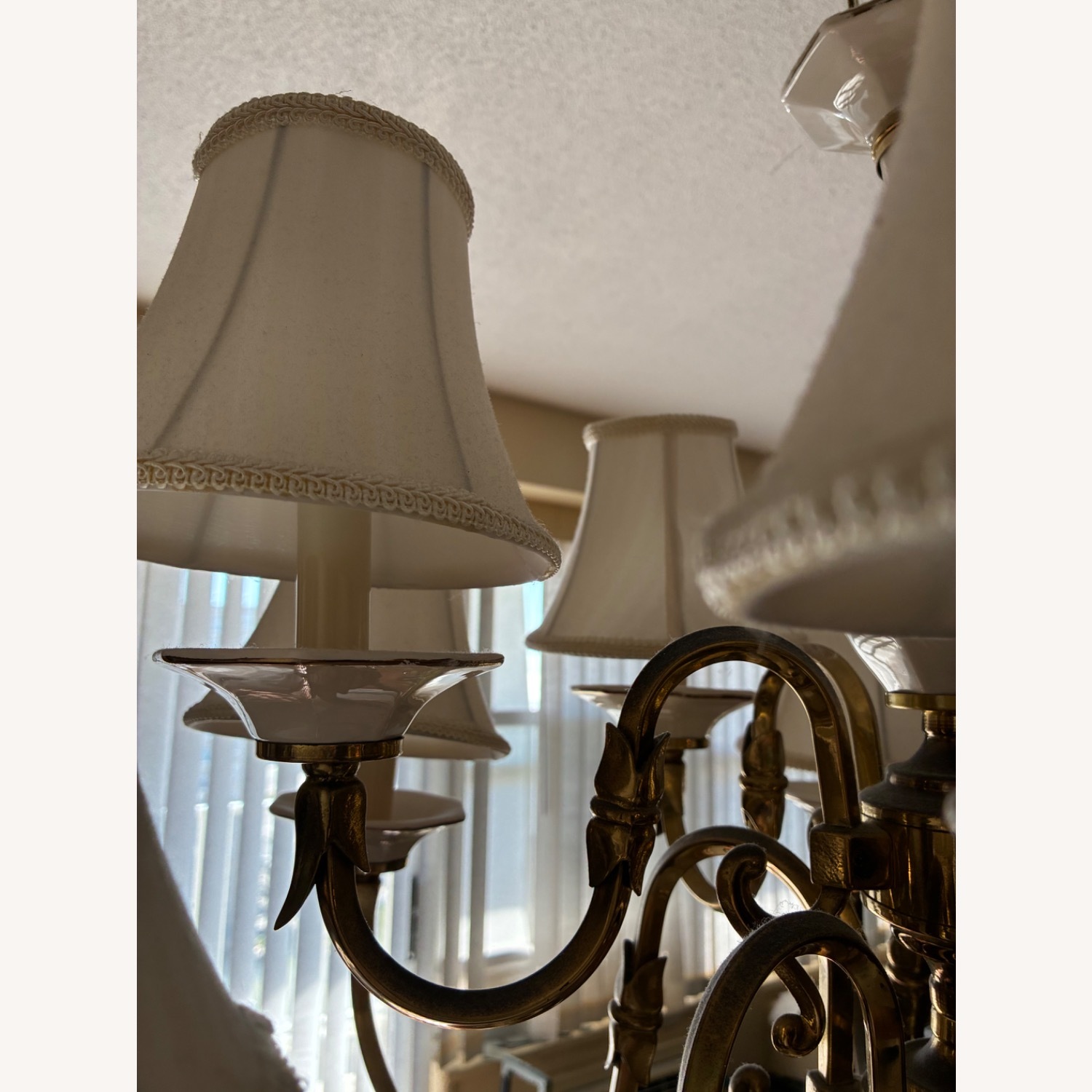 Vintage/Antique White Brass Ceiling Lamp - image-4