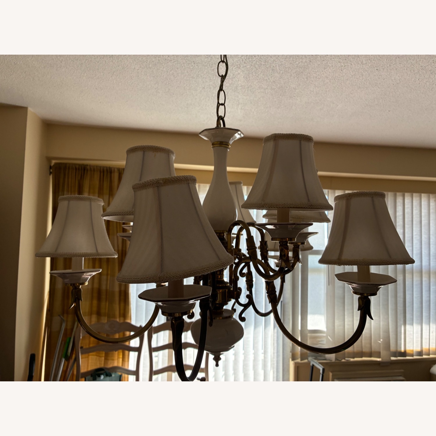 Vintage/Antique White Brass Ceiling Lamp - image-9