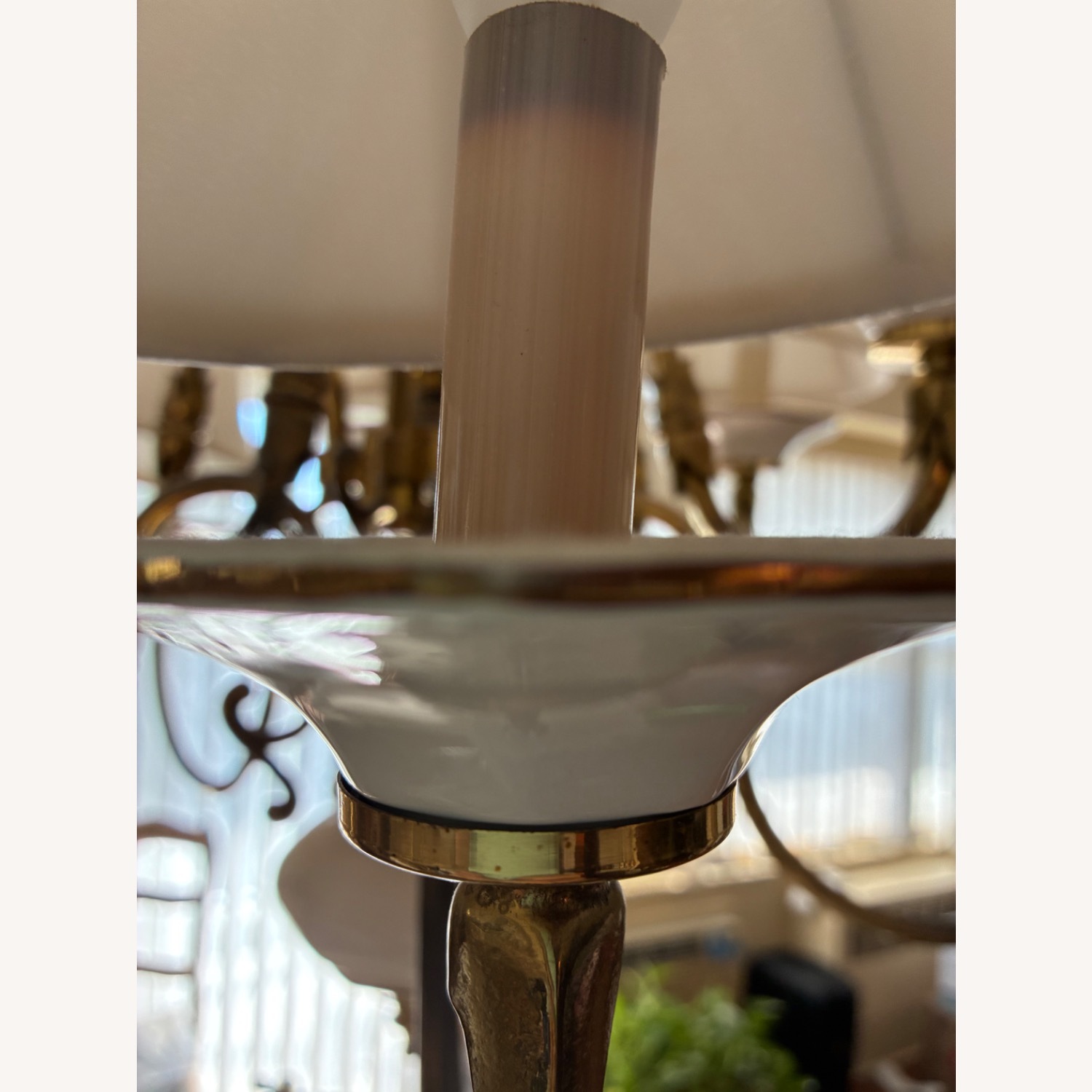Vintage/Antique White Brass Ceiling Lamp - image-5