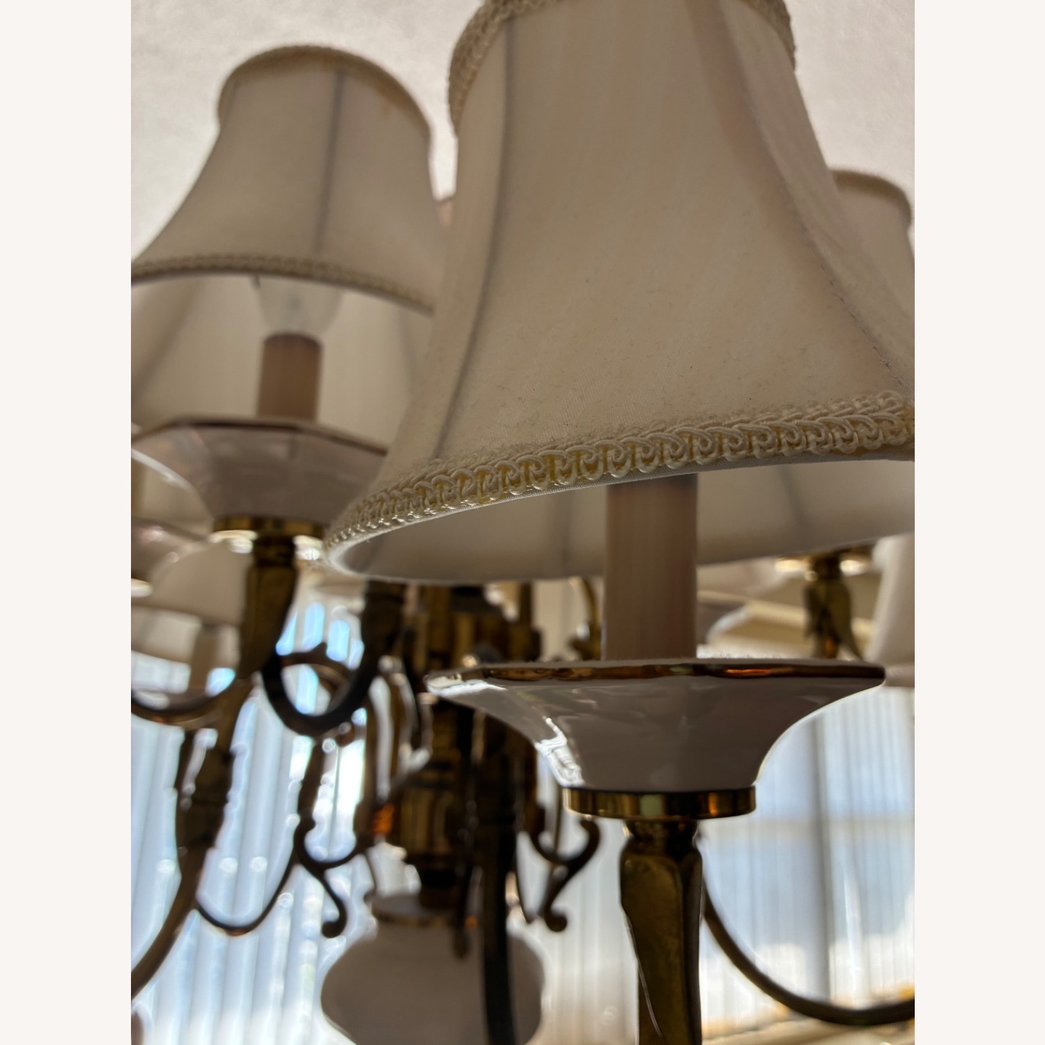 Vintage/Antique White Brass Ceiling Lamp - image-6