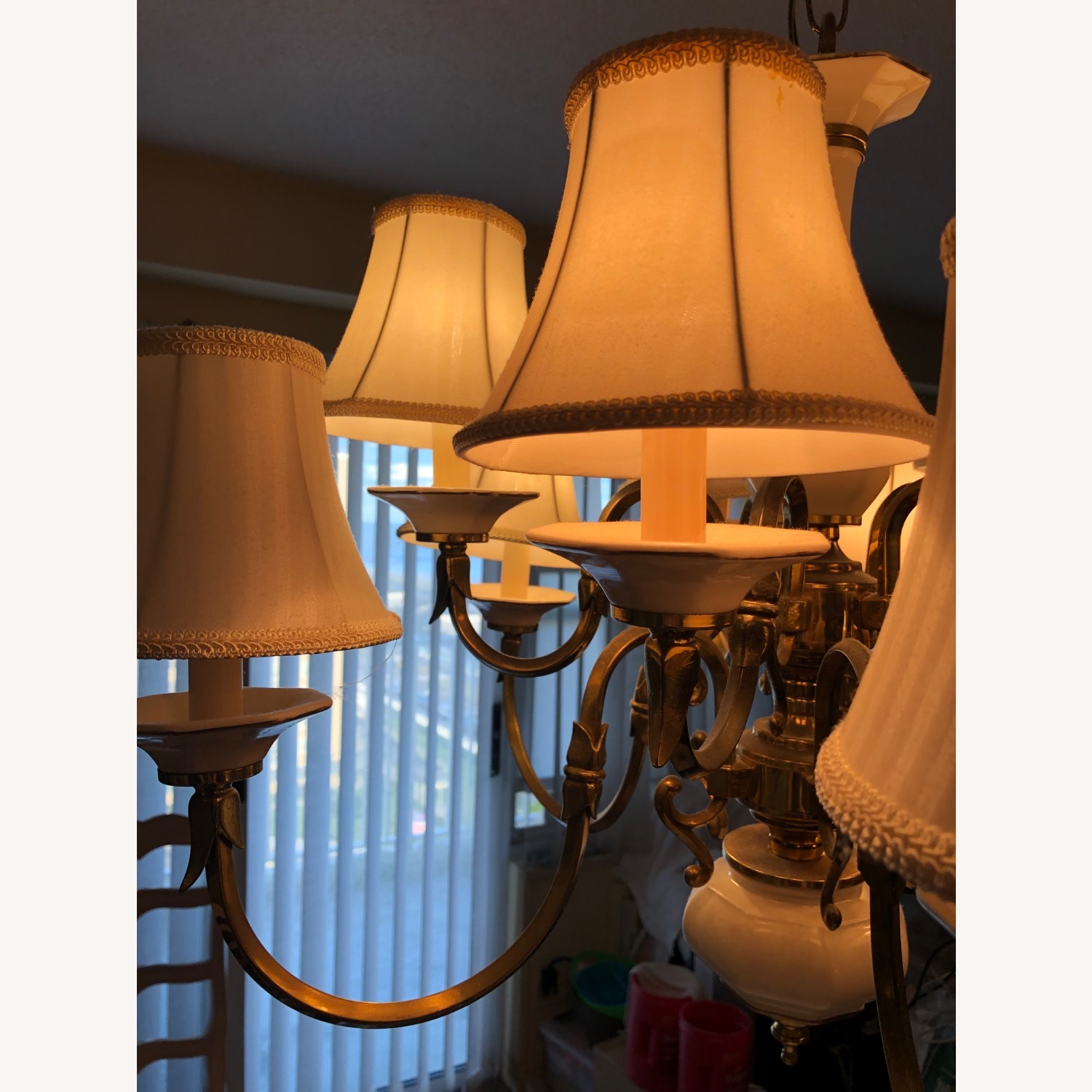 Vintage/Antique White Brass Ceiling Lamp - image-2