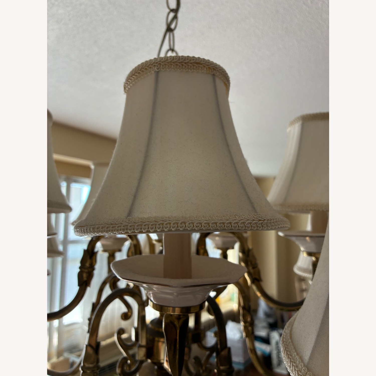 Vintage/Antique White Brass Ceiling Lamp - image-7