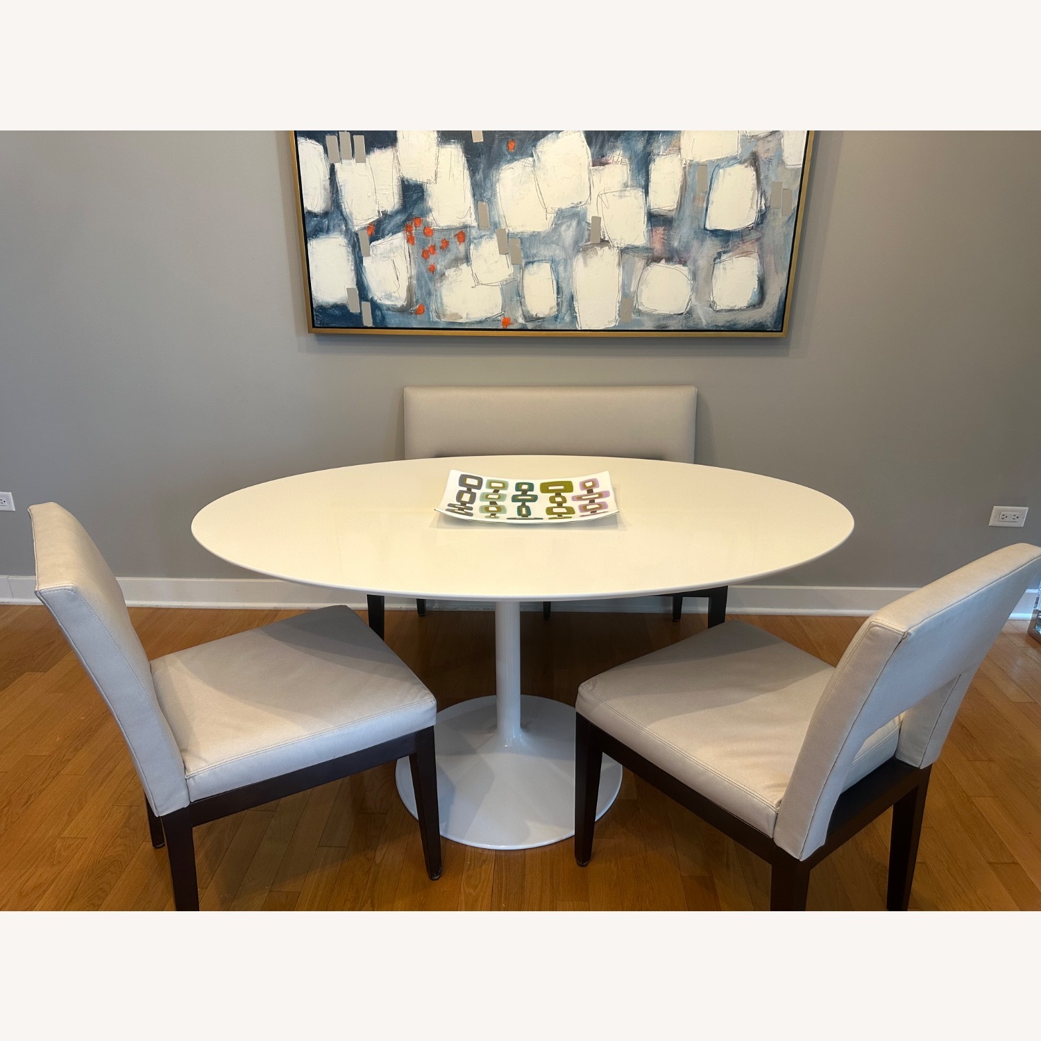 Light Gray Faux Leather Dining Chairs - image-1