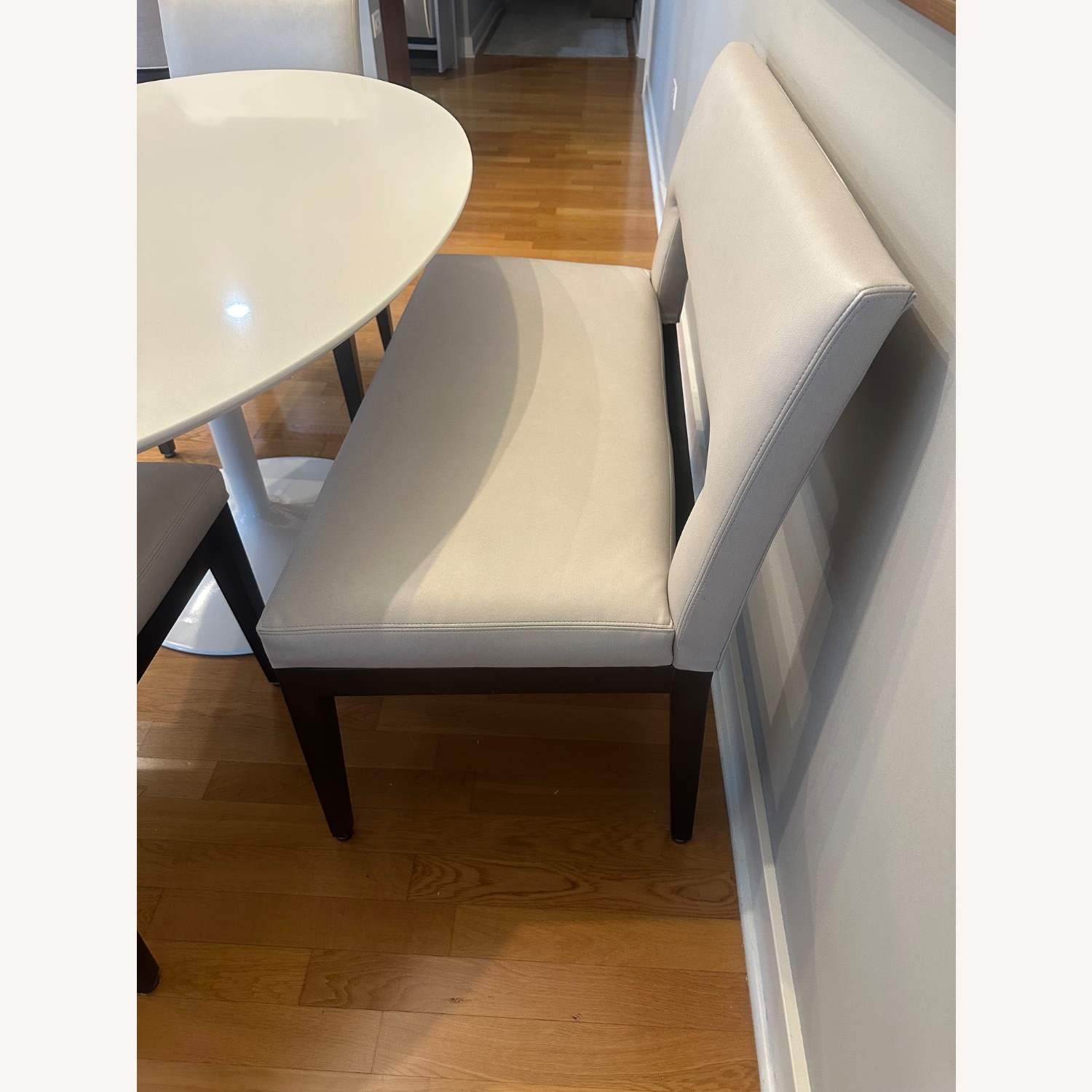 Light Gray Faux Leather Dining Chairs - image-9