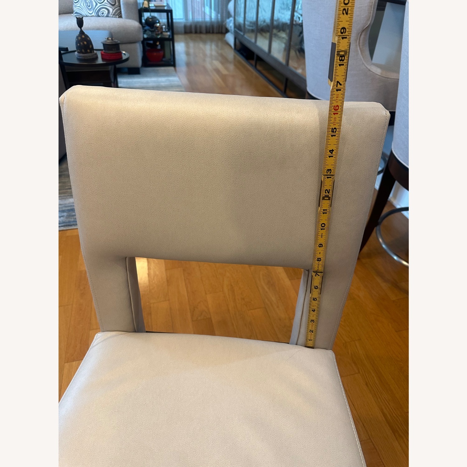 Light Gray Faux Leather Dining Chairs - image-5