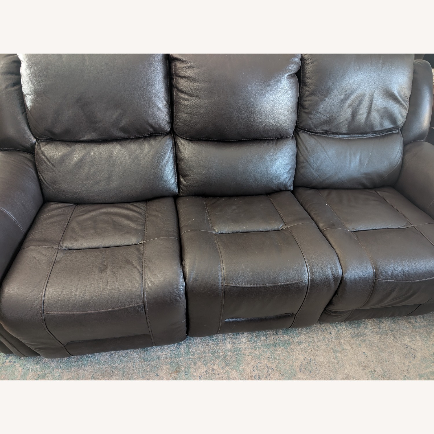 Costsco Dark Brown Faux Leather 3+ Seater Sofa - image-1