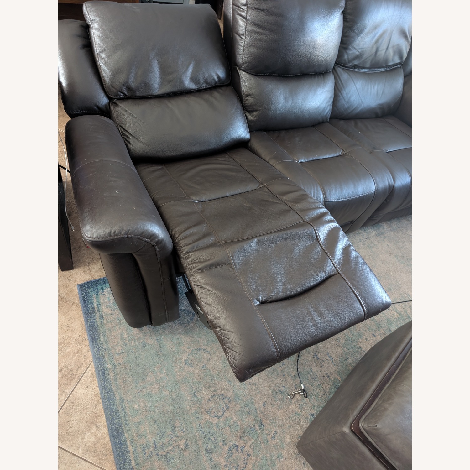 Costsco Dark Brown Faux Leather 3+ Seater Sofa - image-2