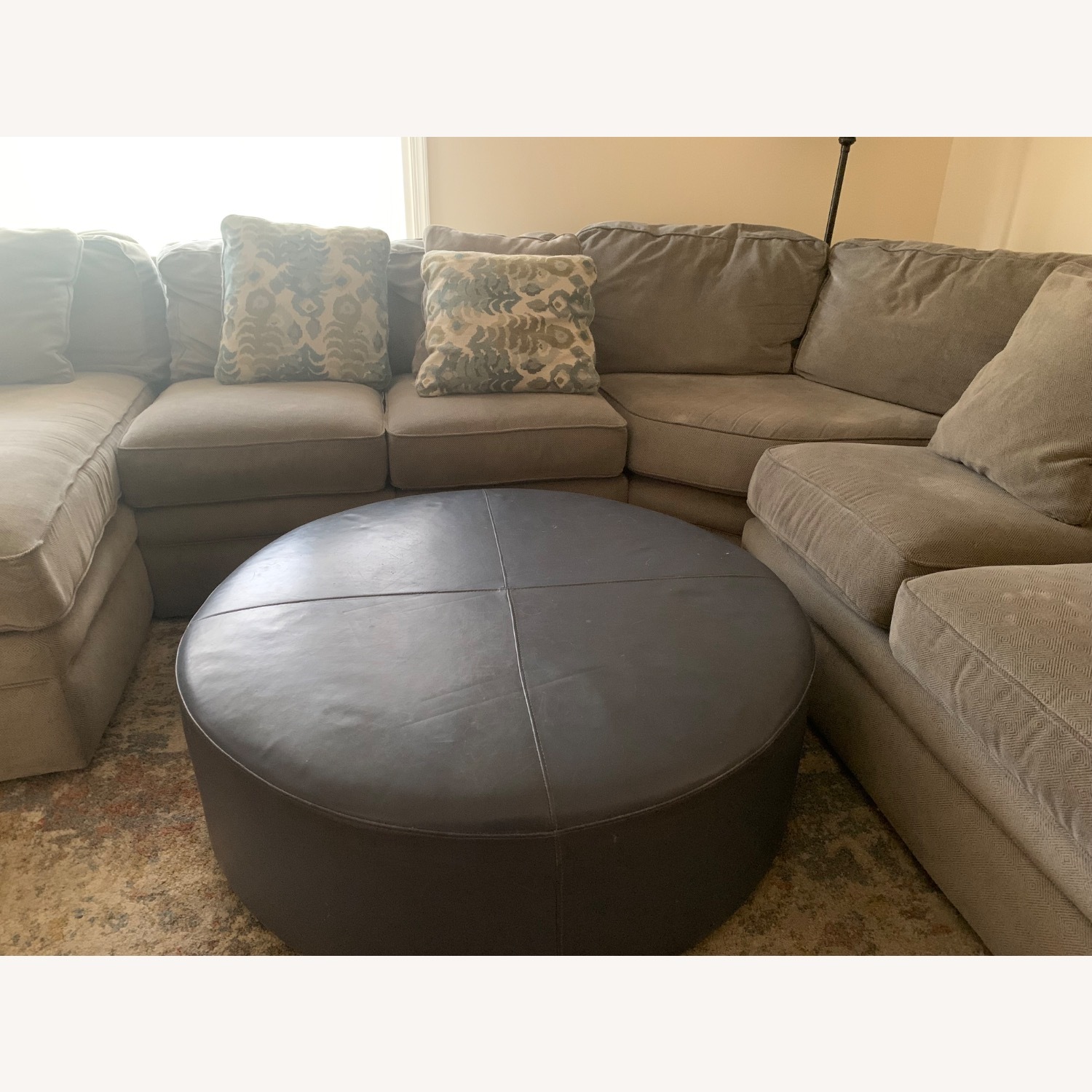 Round Leather Ottoman - image-4