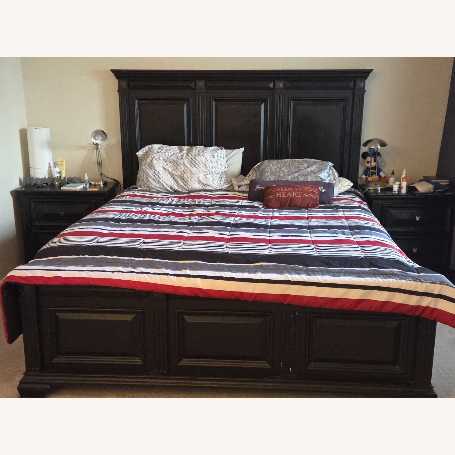 American Standard Black Wood King Bed - image-1