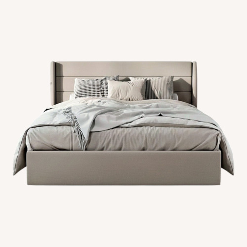 Used Braya Light Grey King Size Bedframe with Storage for sale on AptDeco