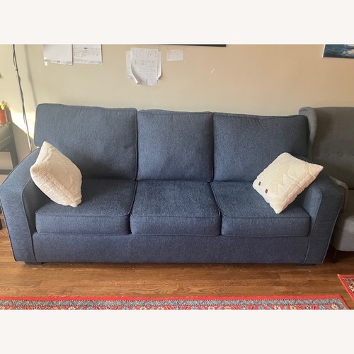 Used Raymour & Flanigan Gabe Blue Fabric Sleeper Sofa for sale on AptDeco