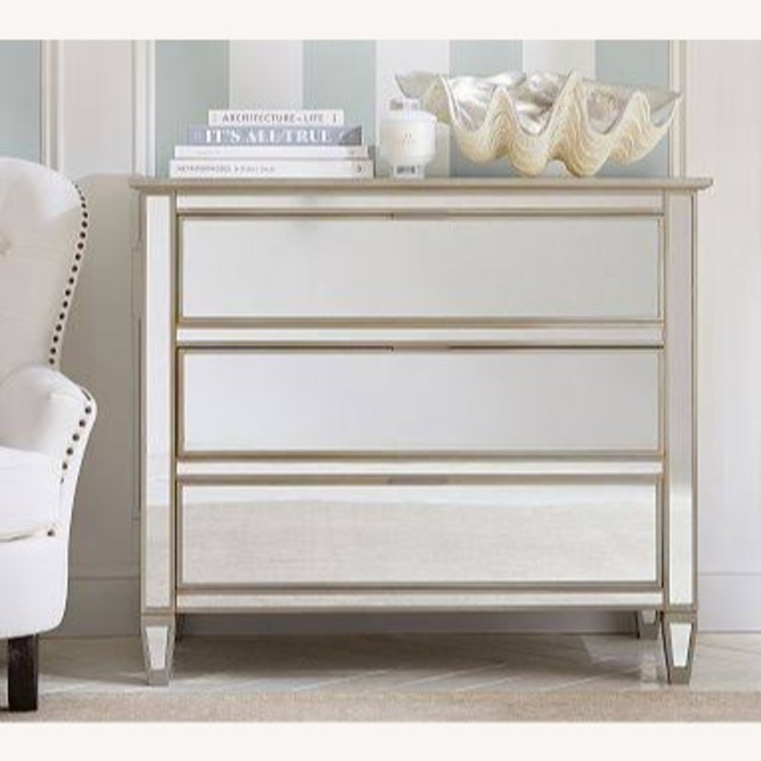 Pottery Barn Park 3 - Drawer Mirrored Dresser - image-1