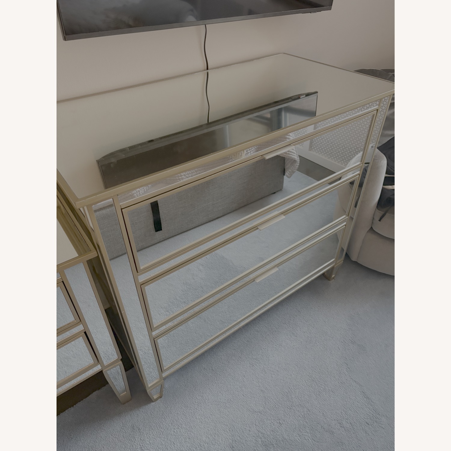 Pottery Barn Park 3 - Drawer Mirrored Dresser - image-3