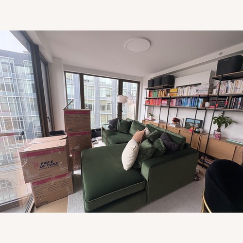 Used Interior Define James Green Suede 3+ Piece Sectional for sale on AptDeco