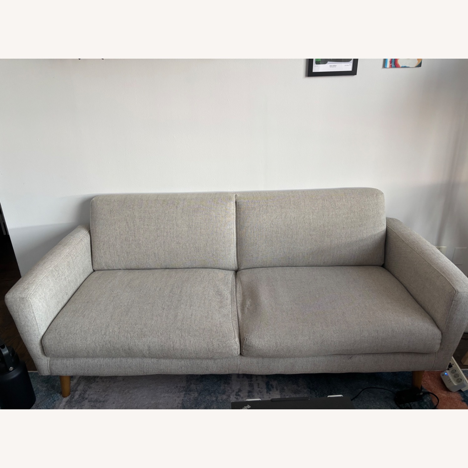 West Elm Oliver Light Gray Fabric 2 Seater Sofa - image-2