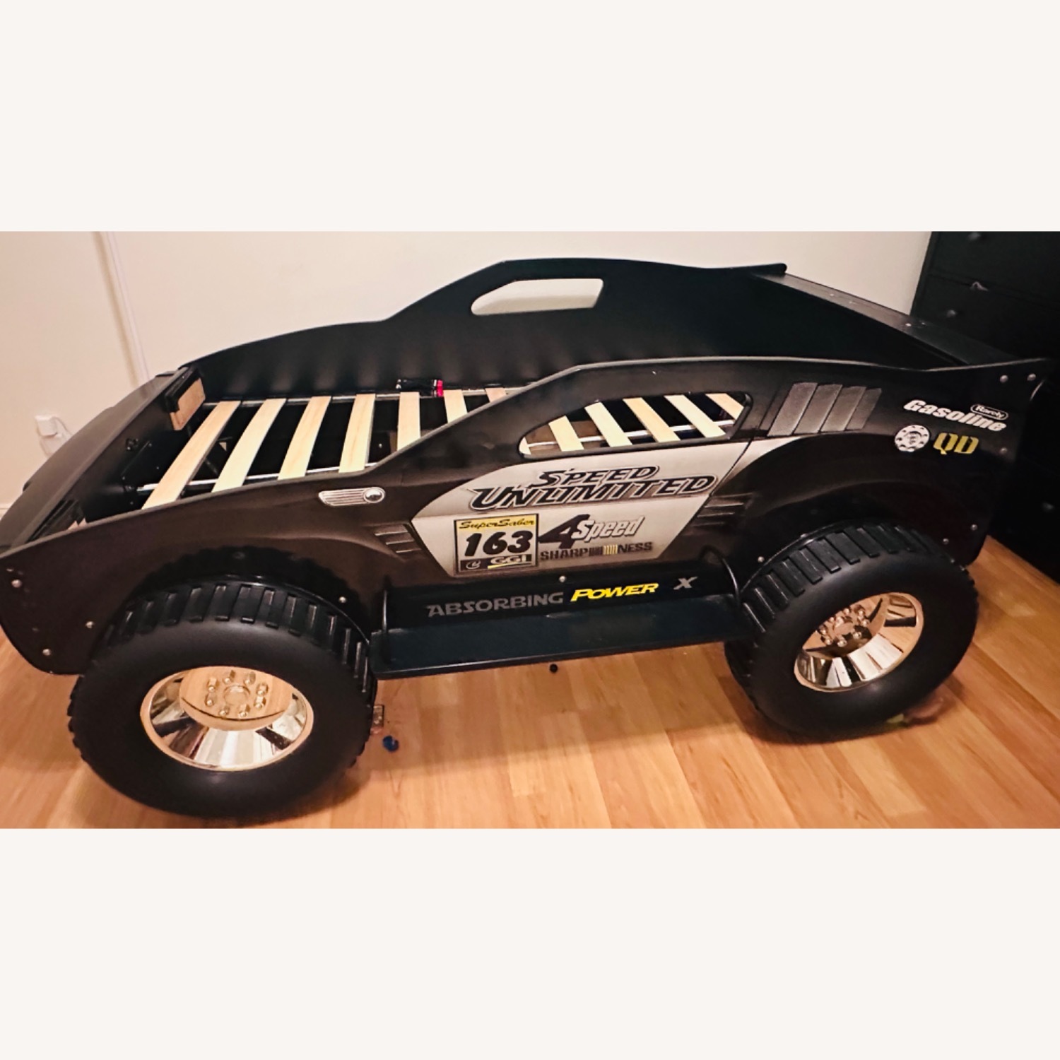 Black Wood Twin Bed - image-2