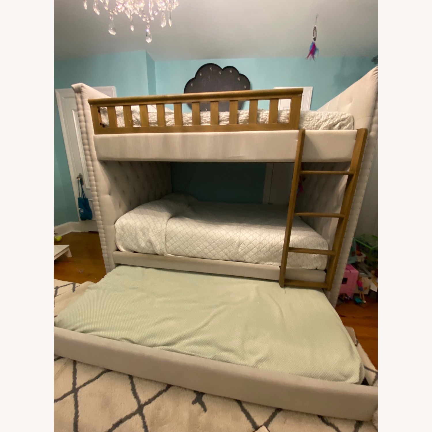 Restoration Hardware Chesterfield Tufted Bunk Bed With Trundle - image-4