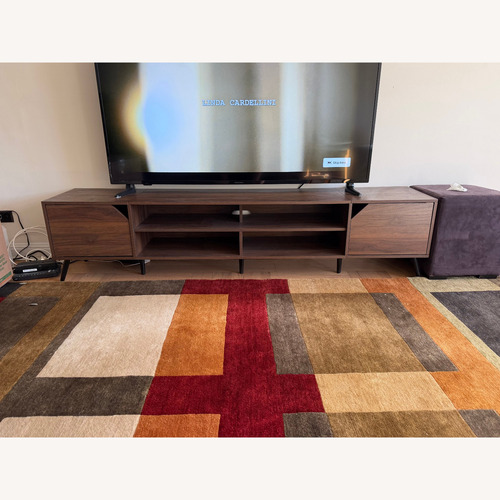 Used Walker Edison Dark Brown Wood Media Console for sale on AptDeco