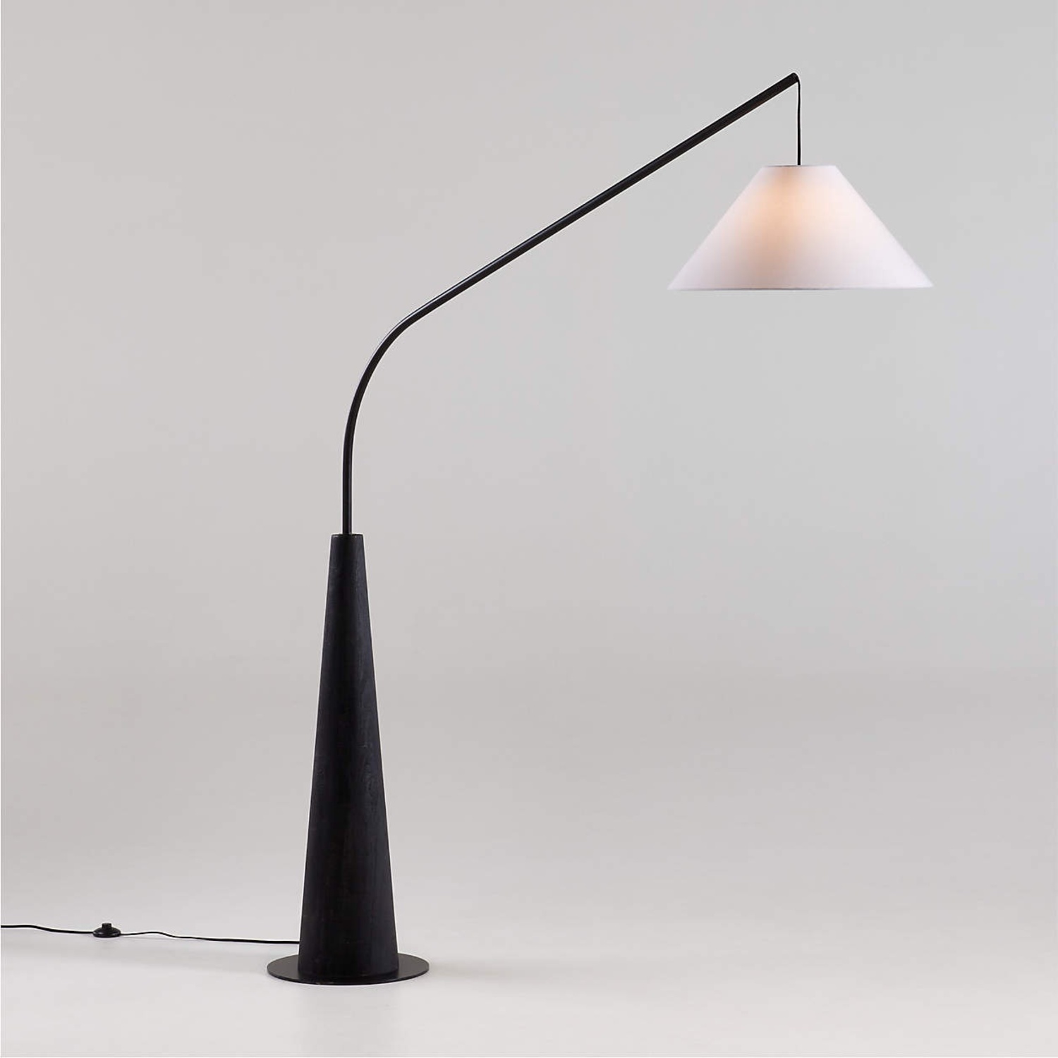Crate & Barrel Gibson Black Wood Arc Floor Lamp - image-5