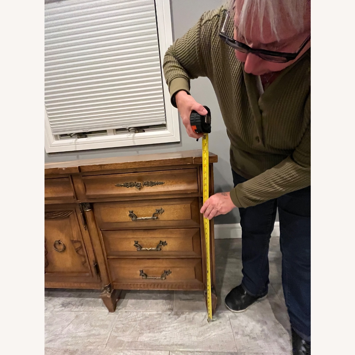 Vintage/Antique  Dark Brown Wood Dresser - image-7
