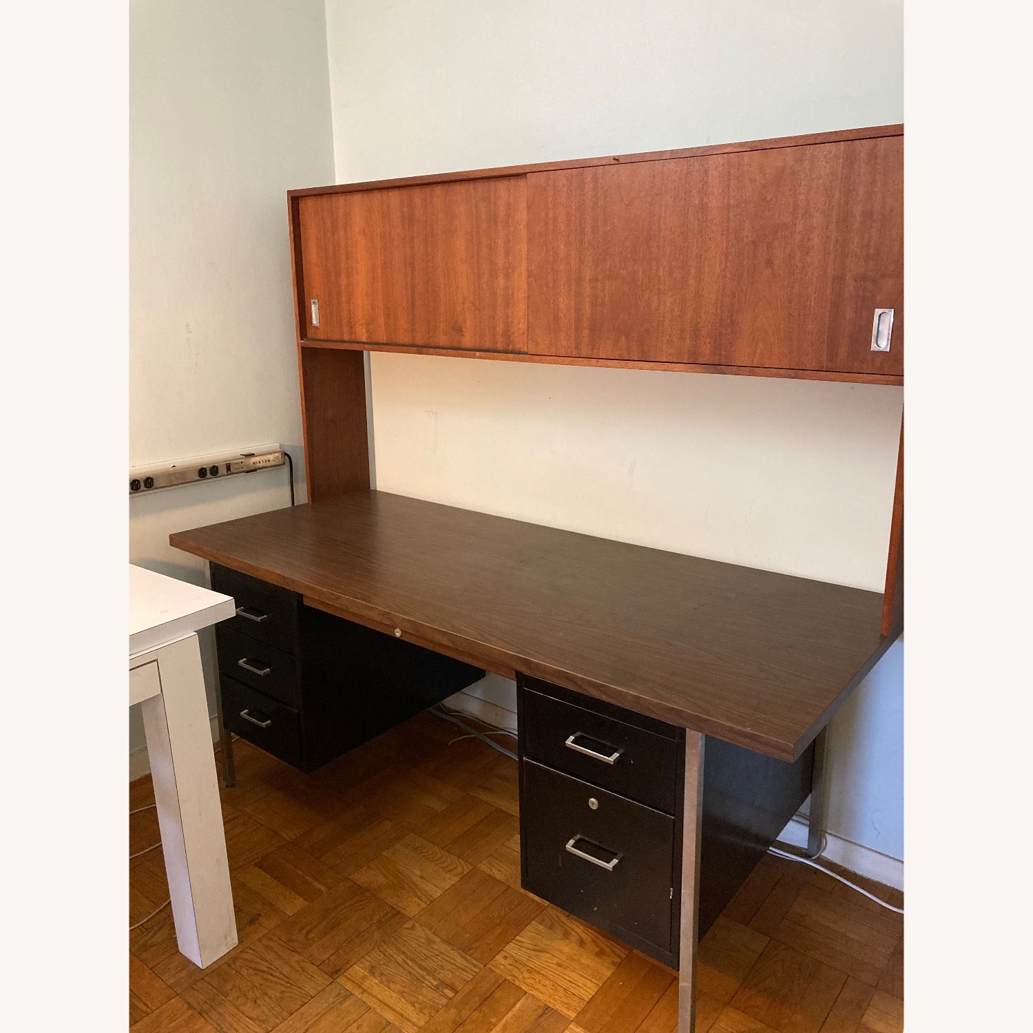 Black Metal Office Desk and/or Cherrywood Hutch - image-4