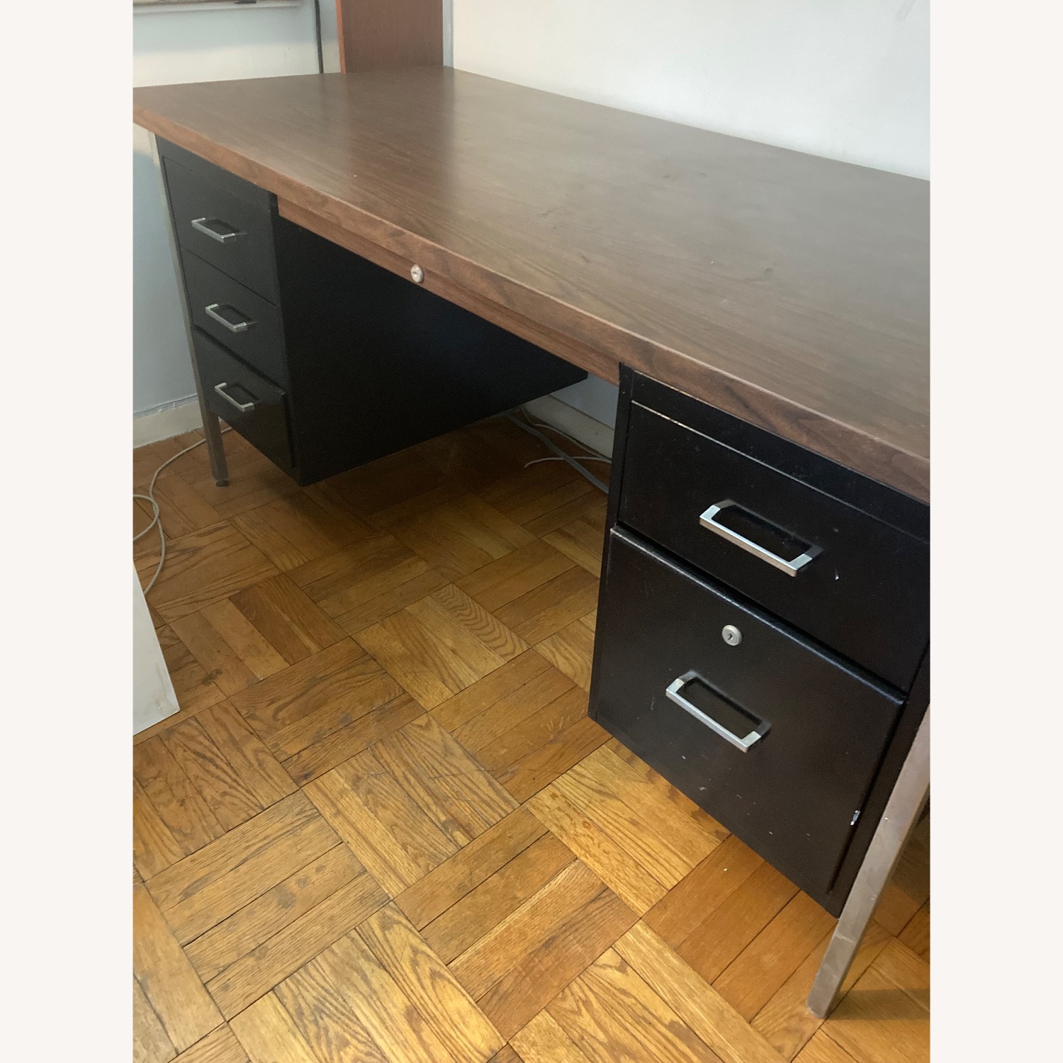 Black Metal Office Desk and/or Cherrywood Hutch - image-5