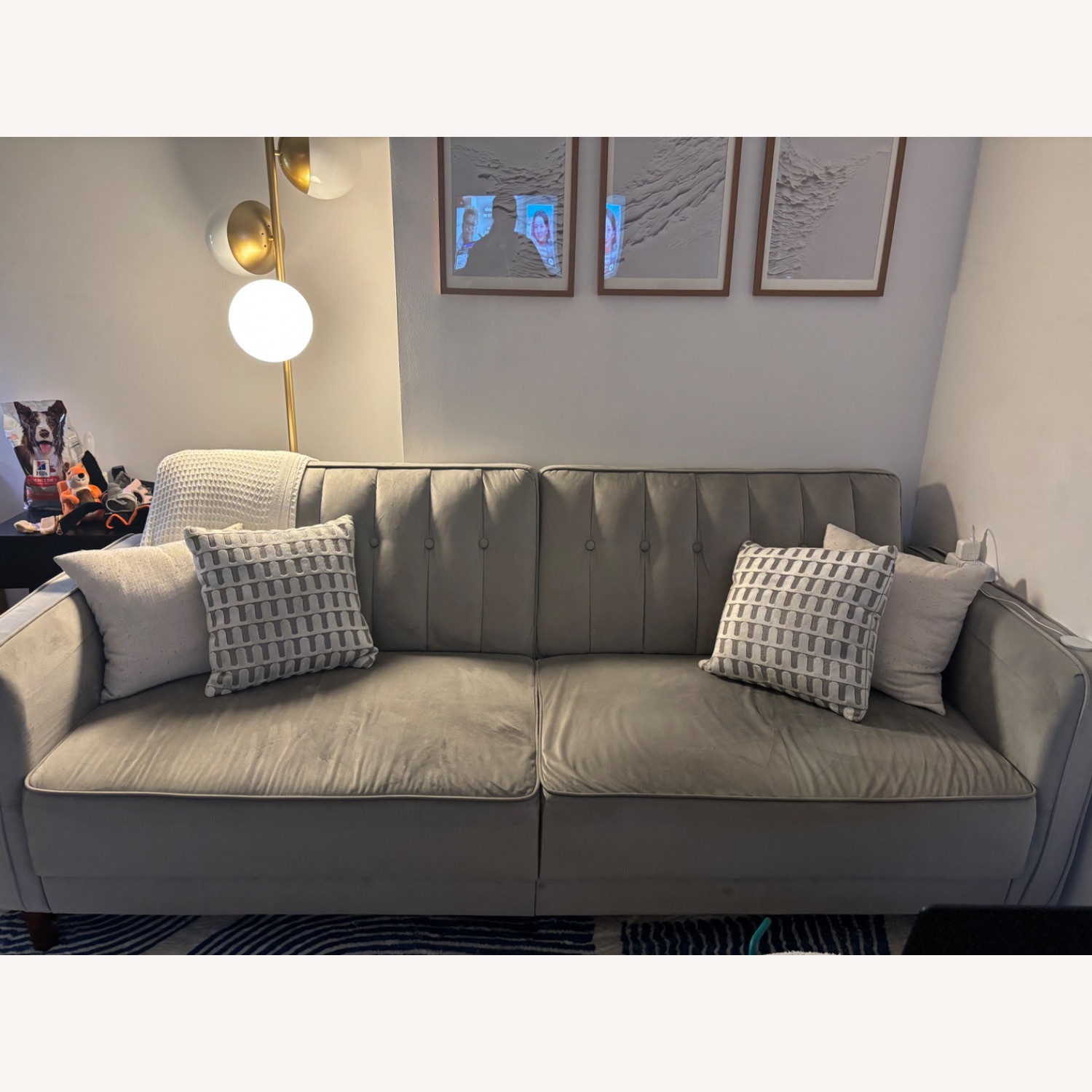 81.5" Velvet Square Arm Convertible Sofa - image-3