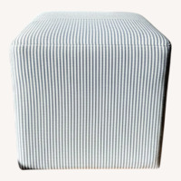 White & Blue Striped Ottoman