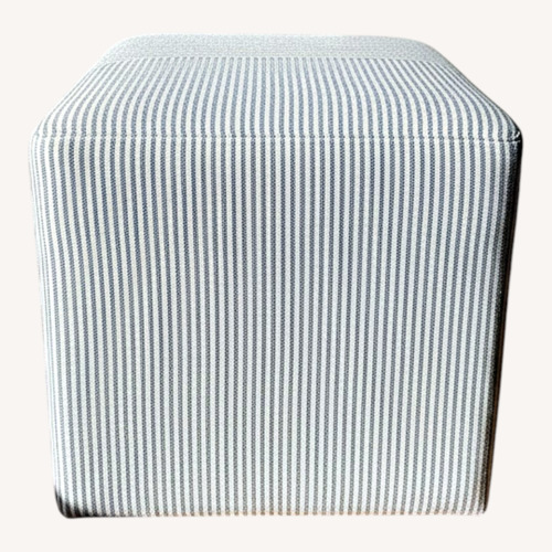 Used White & Blue Striped Ottoman for sale on AptDeco