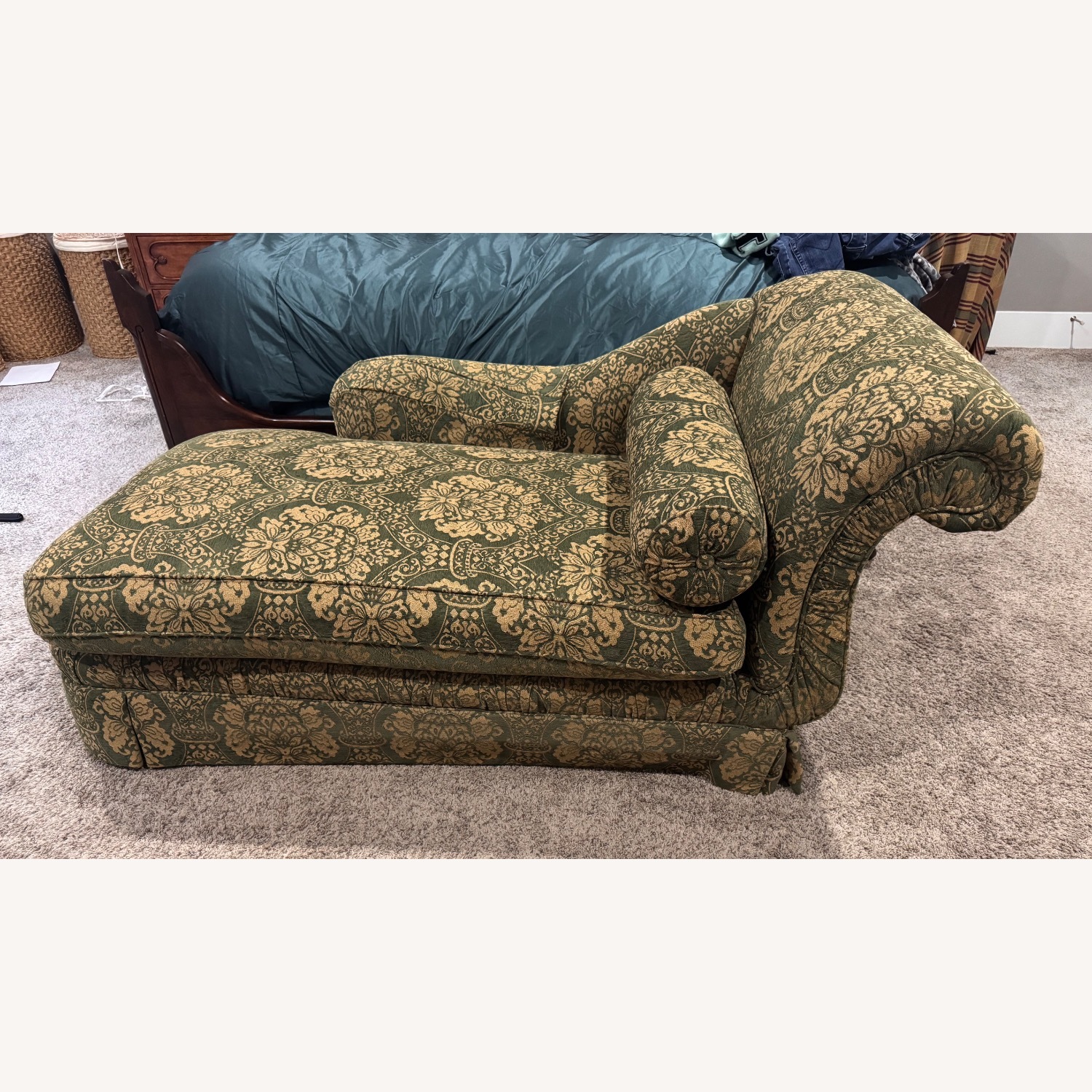 Century LAF Chaise in Green & Gold Color - image-1