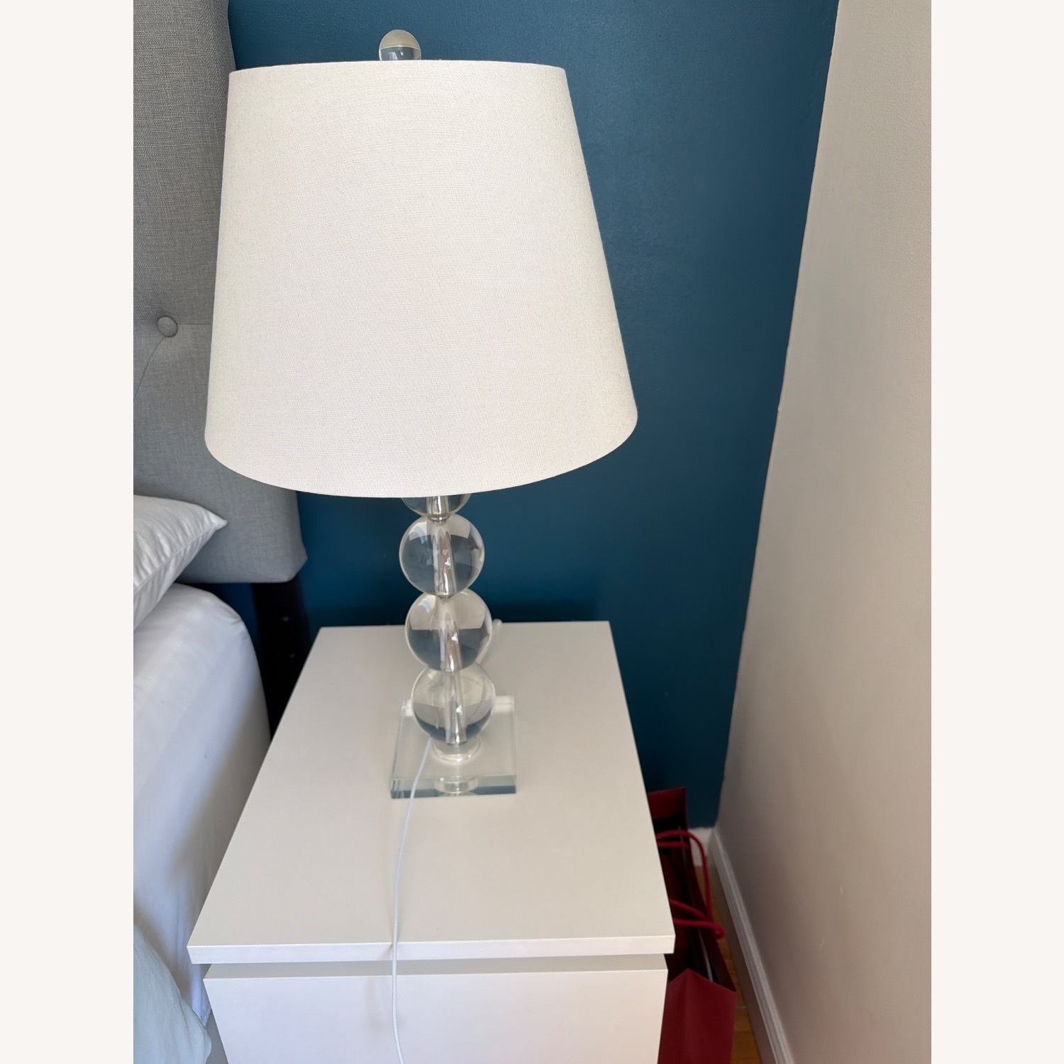 Macy's White Glass Table Lamps - image-1