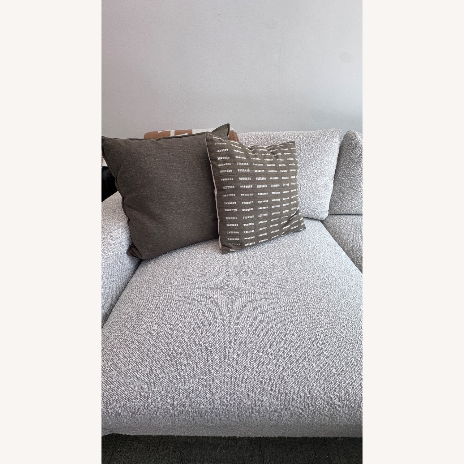 Joybird White Boucle Sectional, Right Chaise - image-4