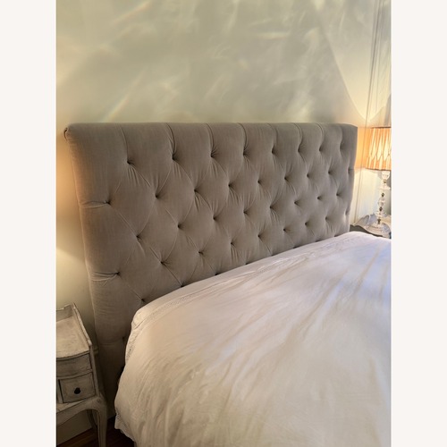 Used Anthropologie Light Gray Velvet Headboard for sale on AptDeco